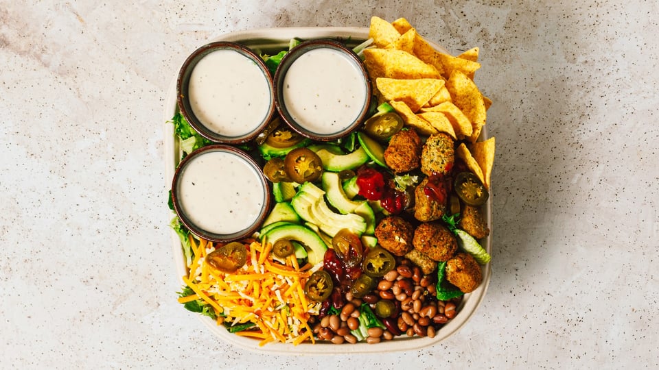 Veggie falafel salad bowl